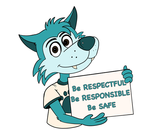 cartoon lobo with PBIS sign